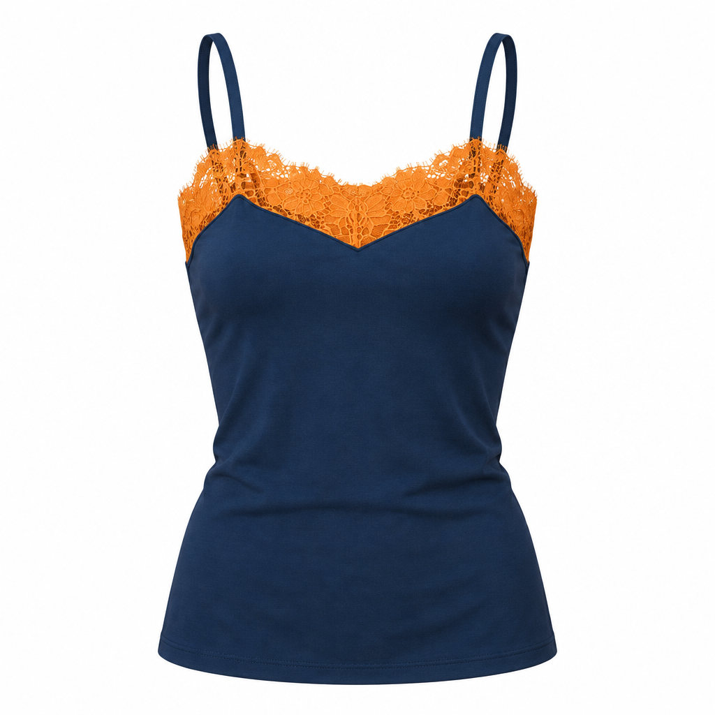 Skiny Top in Cotone Blu e Arancio