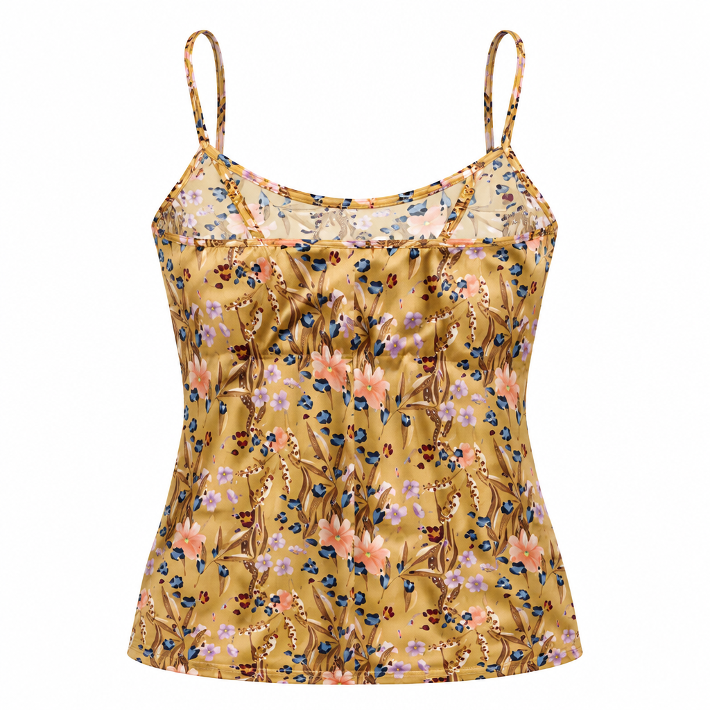 Verdissima Top in Raso con Stampa Floreale