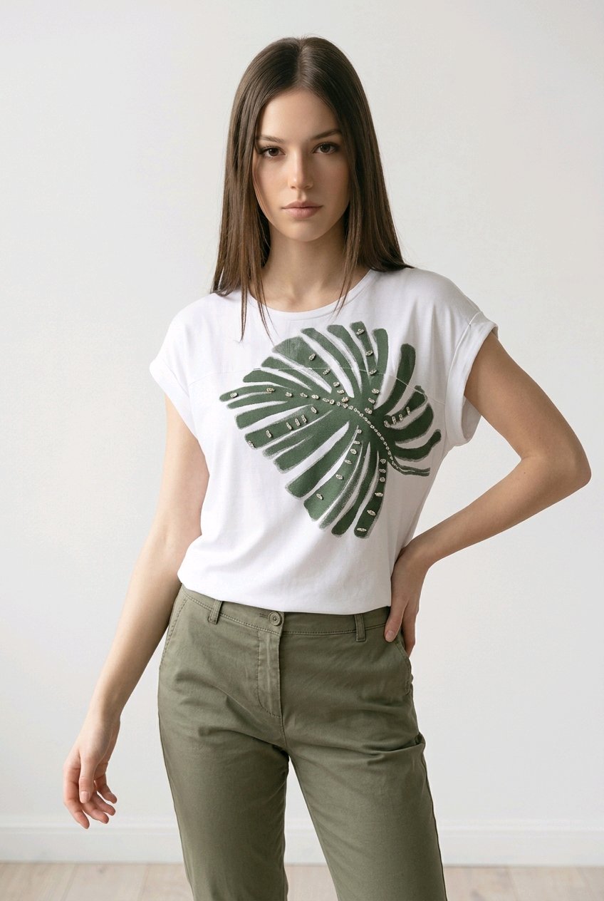 Twinset T-shirt con stampa e ricamo