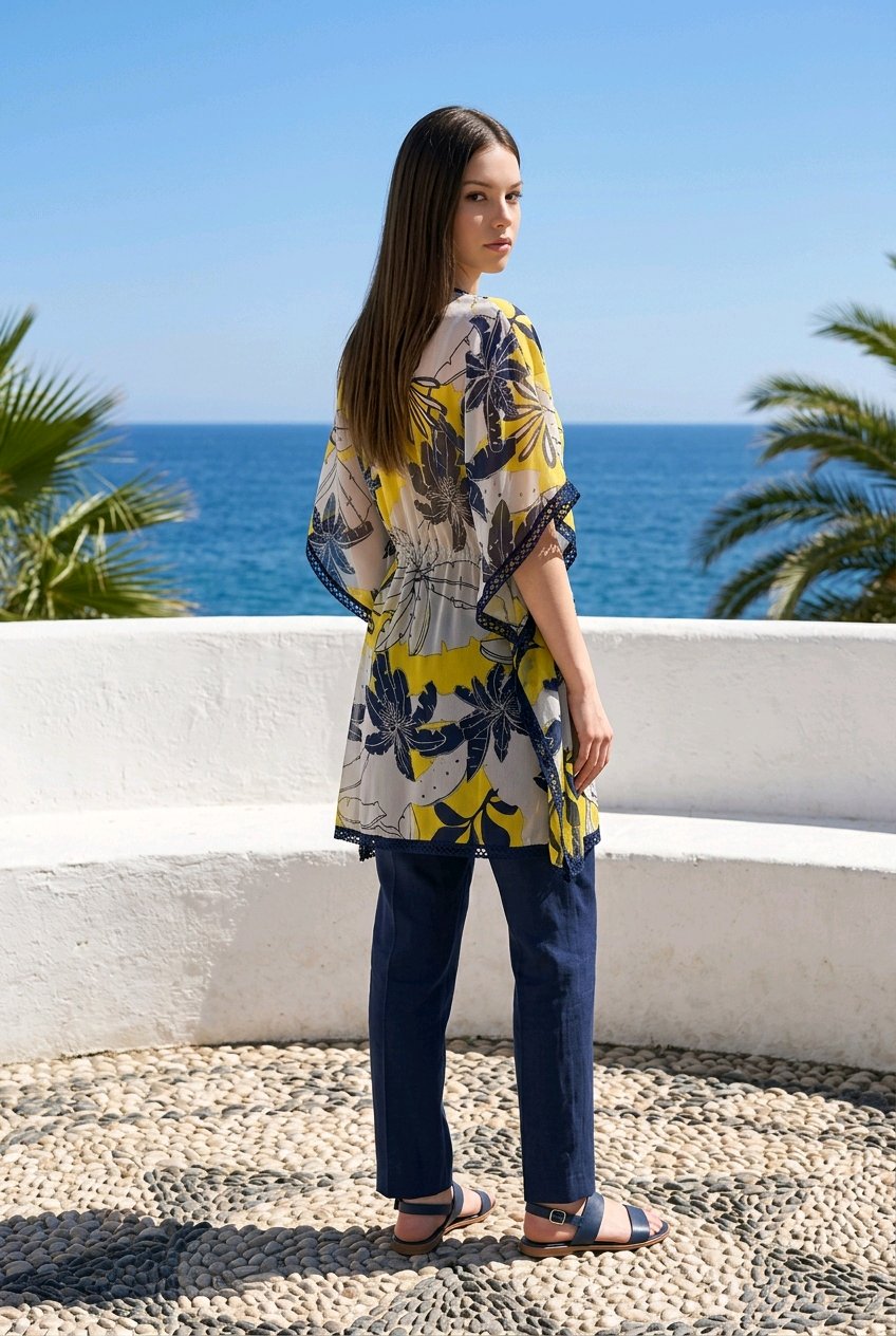 Twin Set Kaftano Giallo e Blu