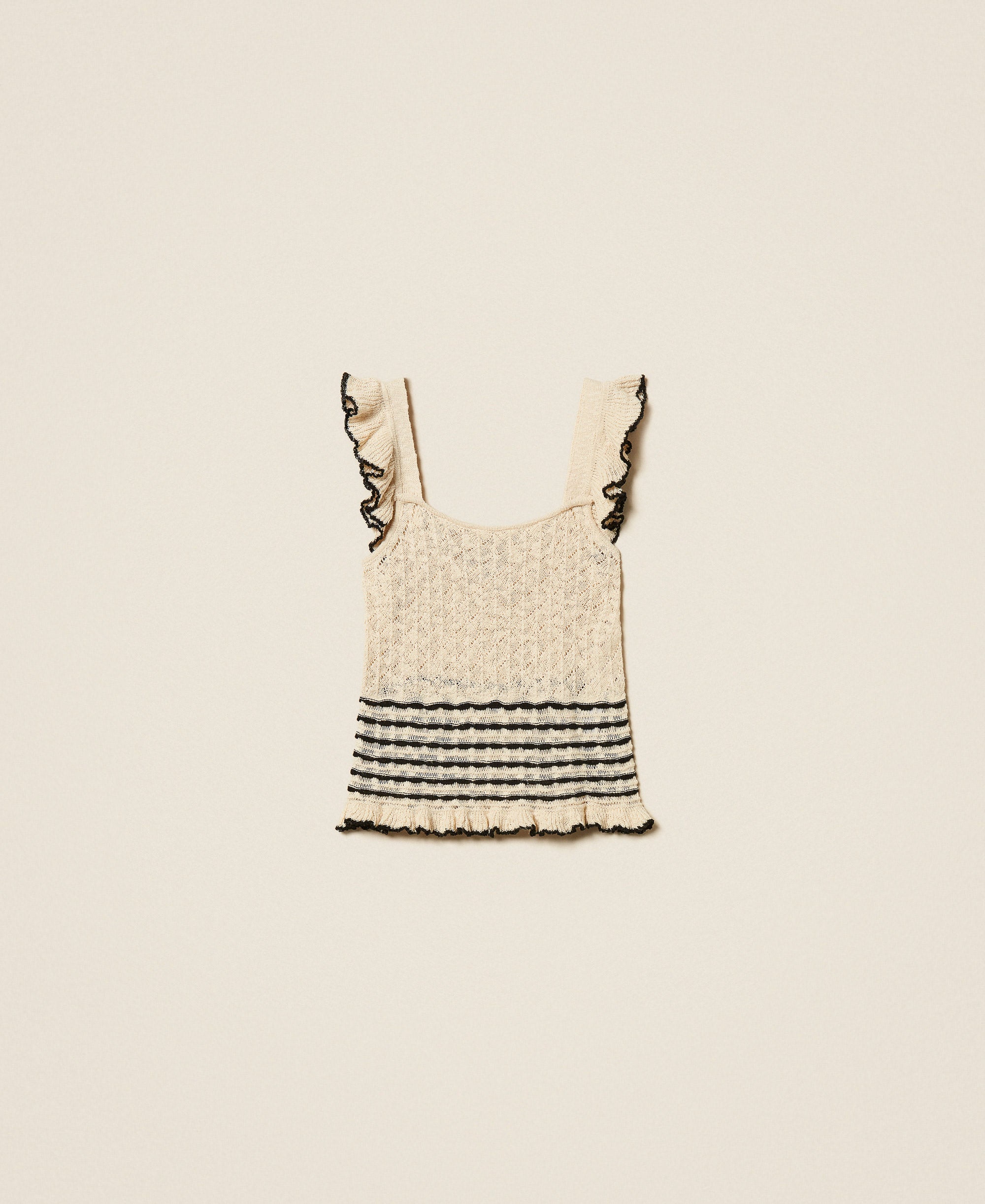 Twinset Maglia con righe e volant