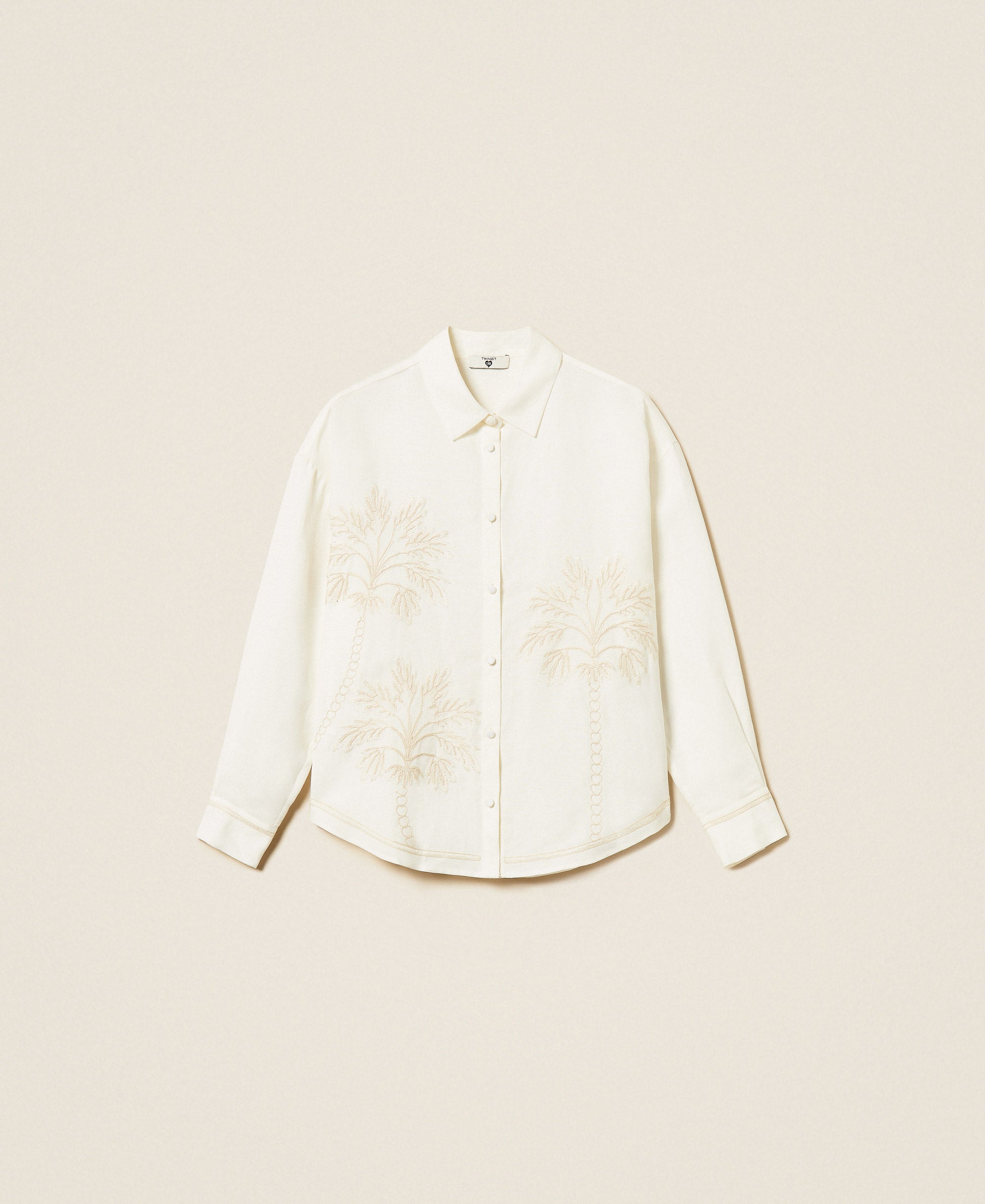 Twinset Camicia in misto lino con ricamo