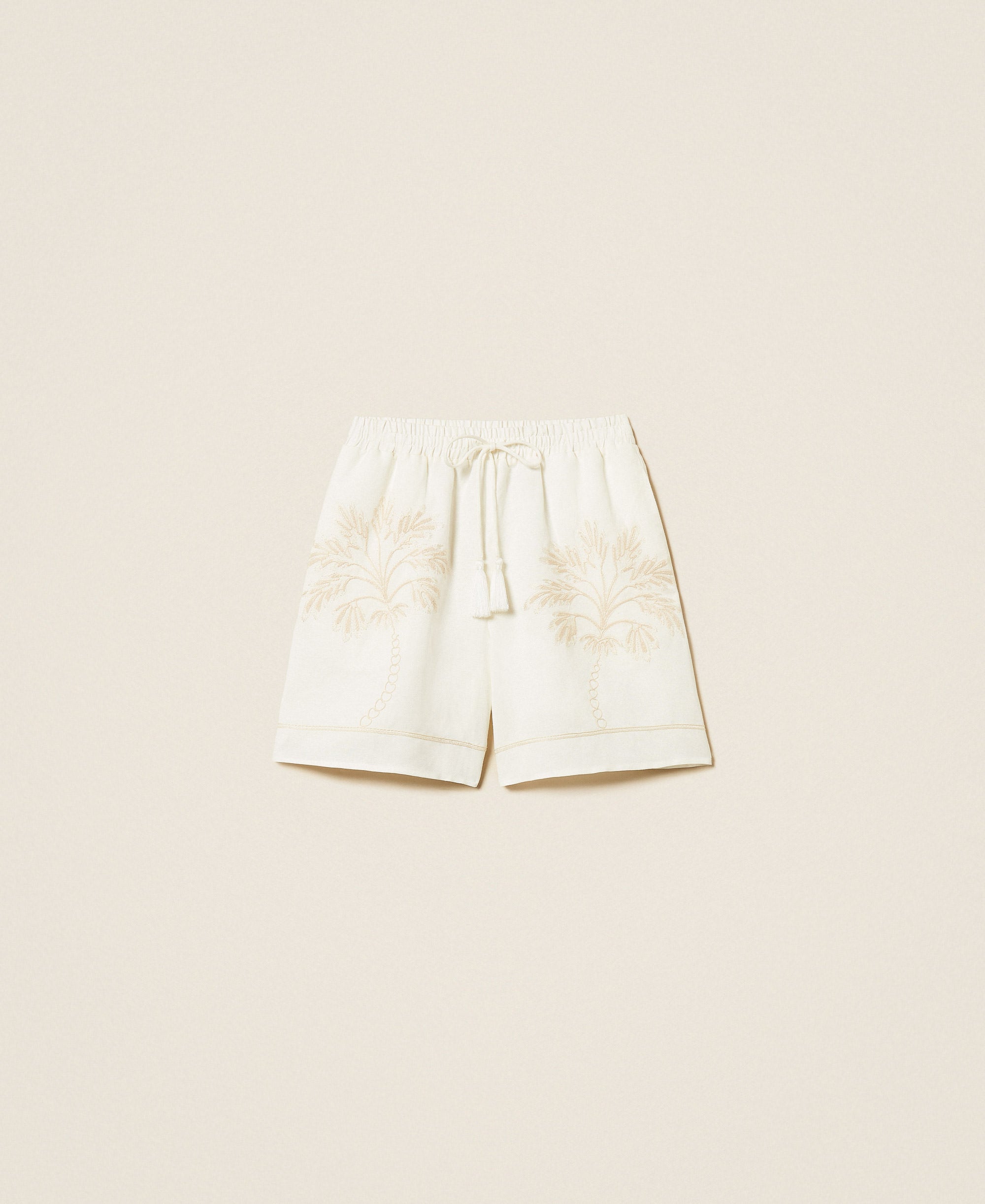 Twinset Shorts in misto lino con ricamo
