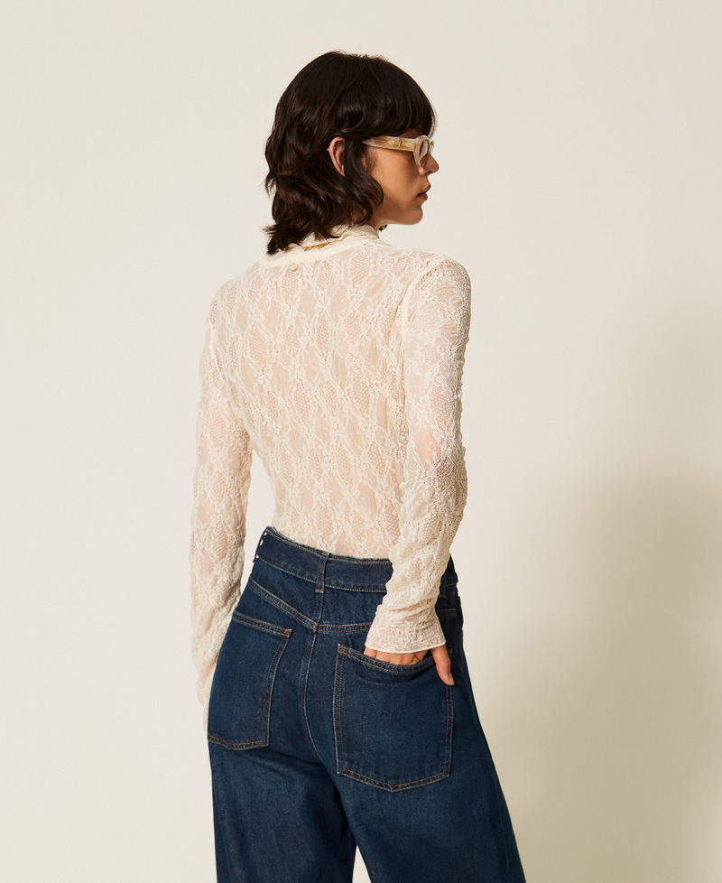 Twinset Top dolcevita in pizzo stretch – immagine ufficiale 4