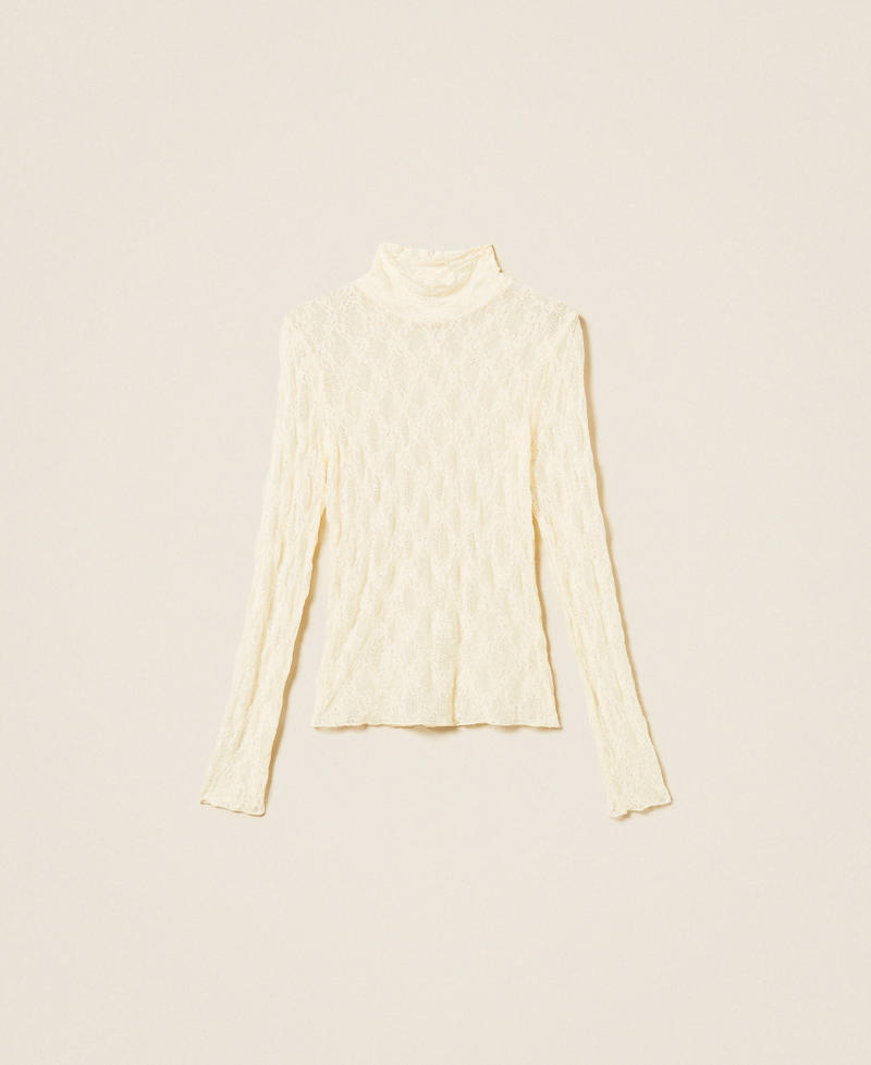 Twinset Top dolcevita in pizzo stretch – immagine ufficiale 6