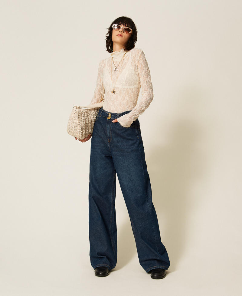 Twinset Top dolcevita in pizzo stretch – immagine ufficiale 5