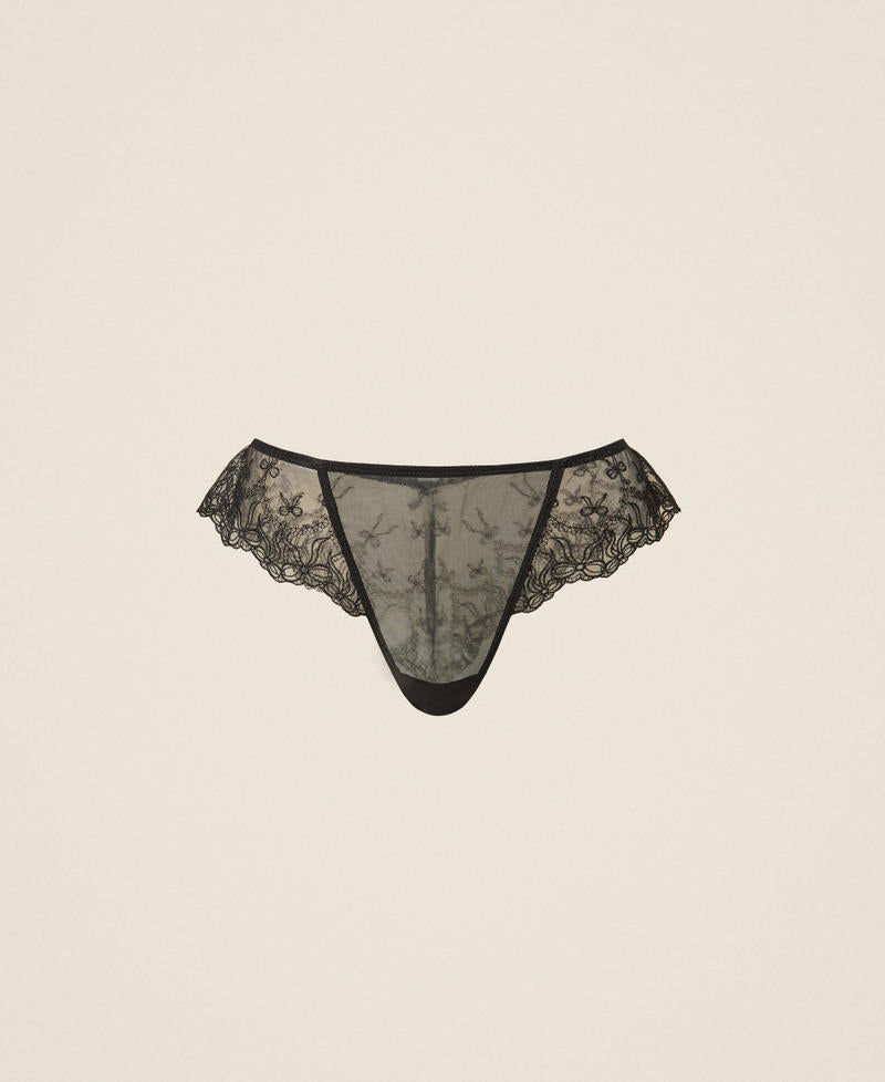 Twinset Slip brasiliana in tulle ricamato con fiocchi – immagine ufficiale 8