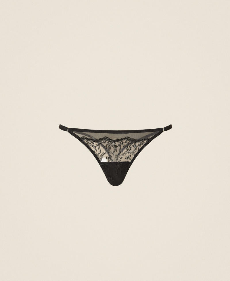 Twinset Slip perizoma in tulle ricamato con fiocchi – immagine ufficiale 4